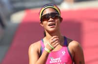 BEA Quiambao celebrates after claiming her second straight title following a victorious performance in the IRONMAN 5150 Camiguin on Sunday.