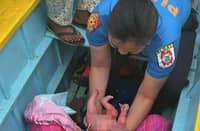 A lady cop from the Rapu-Rapu Municipal Police Station (MPS) delivered a baby from a mother aboard a motorbanca from Brgy. Bilbao in the town of Rapu-Rapu, Albay on May 2, 2026.