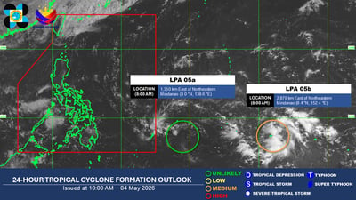 2 LPAs may develop into cyclones, PAGASA says