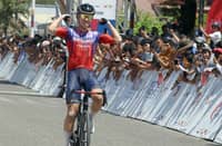 KYEONG Ho Min makes a triumphant approach at the Pagudpud Municipal Hall after winning Stage 6 of the MPTC Tour of Luzon 2026 on Monday.