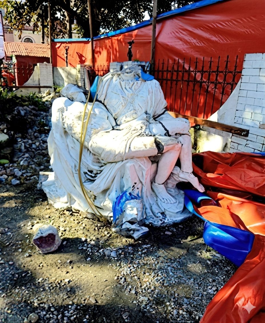 DAMAGED ‘La Pieta’ monument.