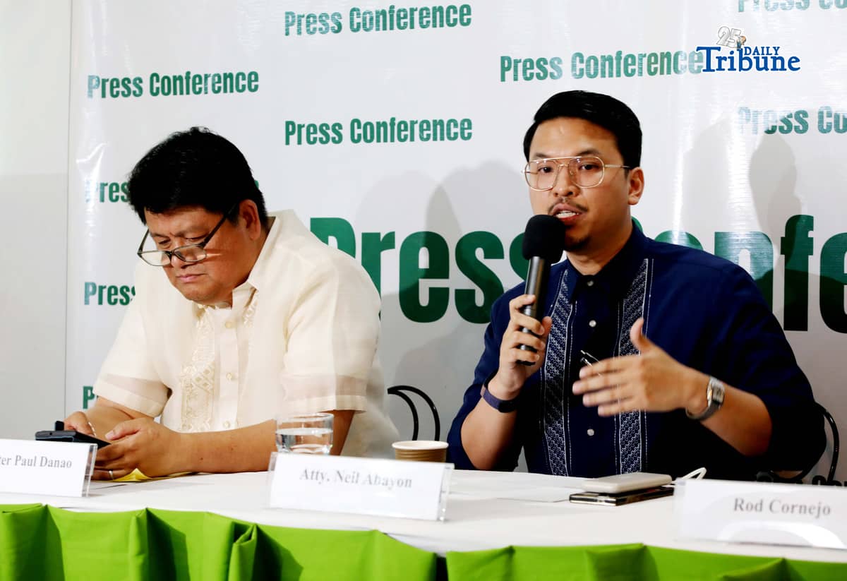 (May 04 2026) Atty. Manases Carpio’s Legal Team, Atty. Peter Paul Danao and Atty. Neil Abayon hold a press conference to address and respond to media queries regarding the recent developments involving the alleged issuance of LOA and the HCOJ vote not to open the box allegedly containing Income Tax Return (ITR) documents of Vice President Sara Duterte, and to clarify the legal position of Atty. Carpio’s camp on the matter, held in Quezon City on Monday May 4 2026. Photo/Analy Labor