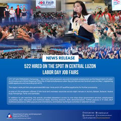 522 hired on spot at DOLE Labor Day job fair in Central Luzon