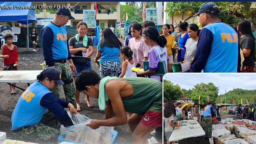 PNP distributes 2.5 tons of sardines to evacuees in Camalig, Albay