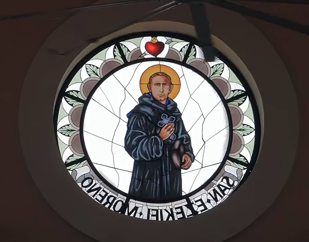 SAN Ezekiel Moreno in stained glass.