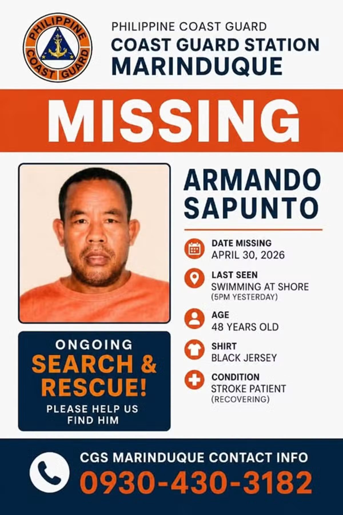 Man found dead after going missing while swimming in Marinduque