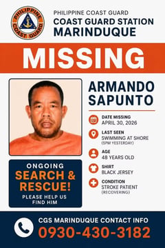Man found dead after going missing while swimming in Marinduque