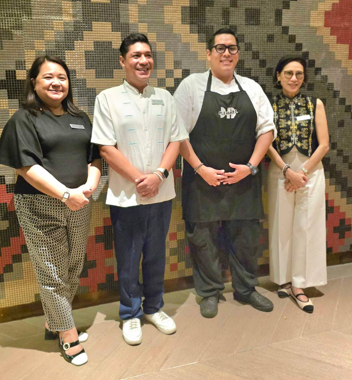 RUBY Nepomuceno, director of Sales and marketing; Javier Tobar, outlet manager; chef Rodrigo Serrano and general manager Dottie Wurgler.