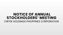 Cirtek Holdings Philippines Corporation: Notice of the Annual Meeting of the Stock