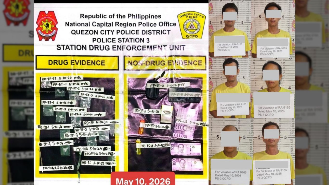 Six individuals arrested in Tandang Sora buy-bust operation, P50K illegal drugs seized
