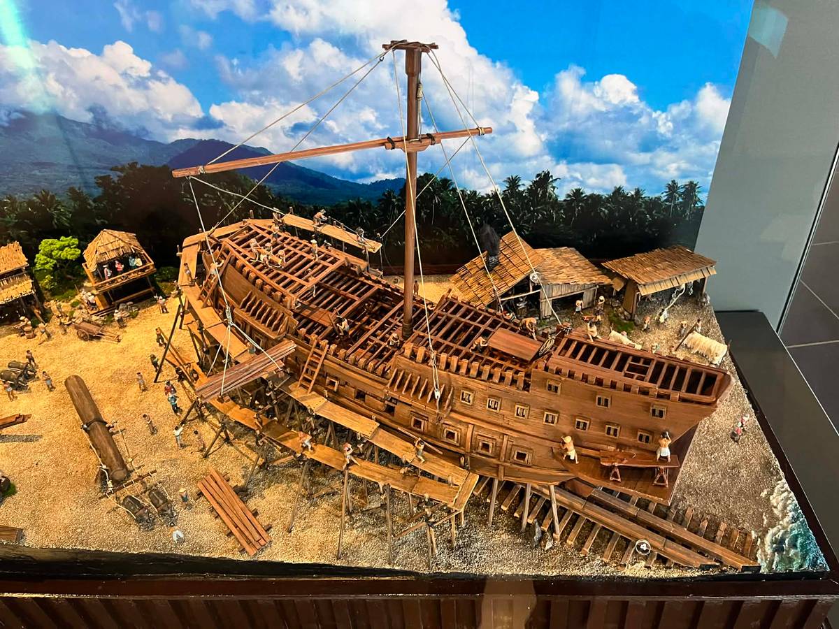 A diorama shows how galleons were built, recalling the shipbuilding traditions that supported the Manila-Acapulco Galleon Trade.