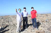 PUBLIC Works Secretary Vince Dizon (from left), Japanese Ambassador Endo Kazuya and Navotas Mayor John Rey Tiangco conduct a joint inspection of the Navotas Sanitary Landfill on Monday following the recent fire. The officials assessed site conditions and waste management operations to address environmental concerns and coordinate ongoing infrastructure recovery in the area.