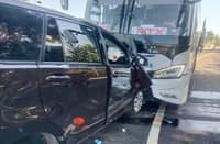 Fatal road crash between private SUV and passenger bus at Rangas, Juban, Sorsogon. The incident happened at 3:07PM along the portion of Maharlika highway. (Photo from: Rochelle Jean Brogada)
