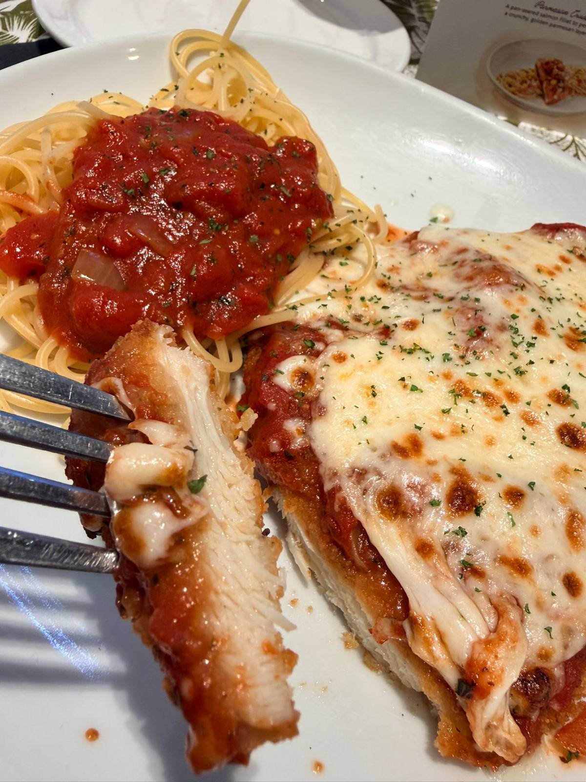 CHICKEN parmigiana.