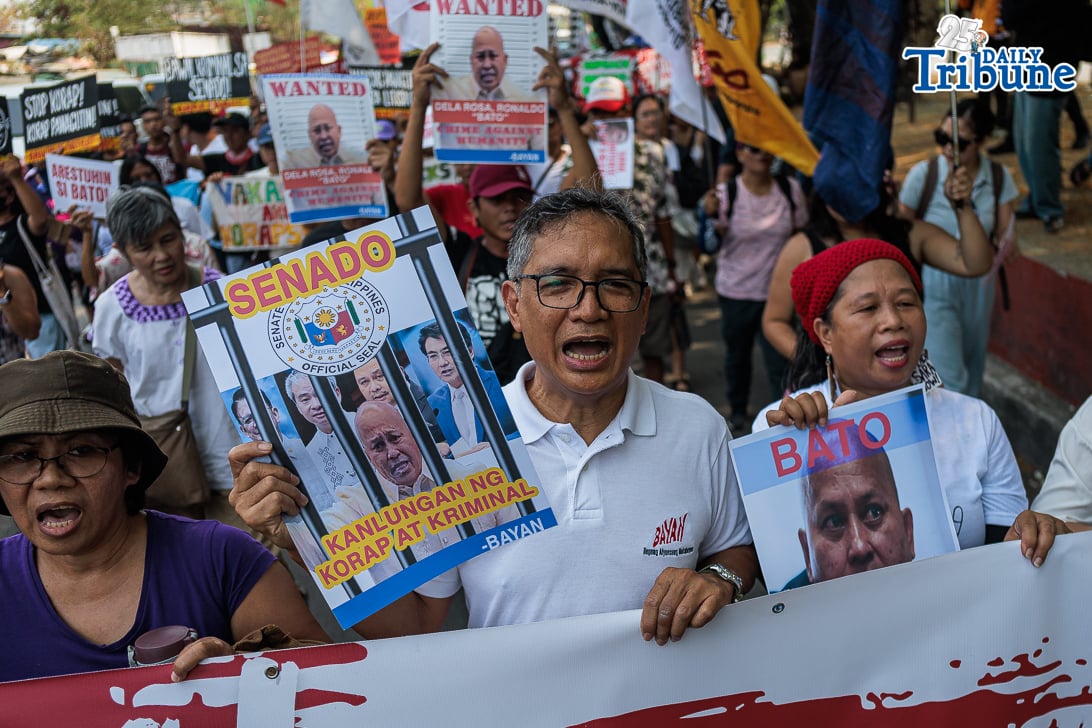 Demonstrators storm Senate to support the arrest of Sen. Bato dela Rosa