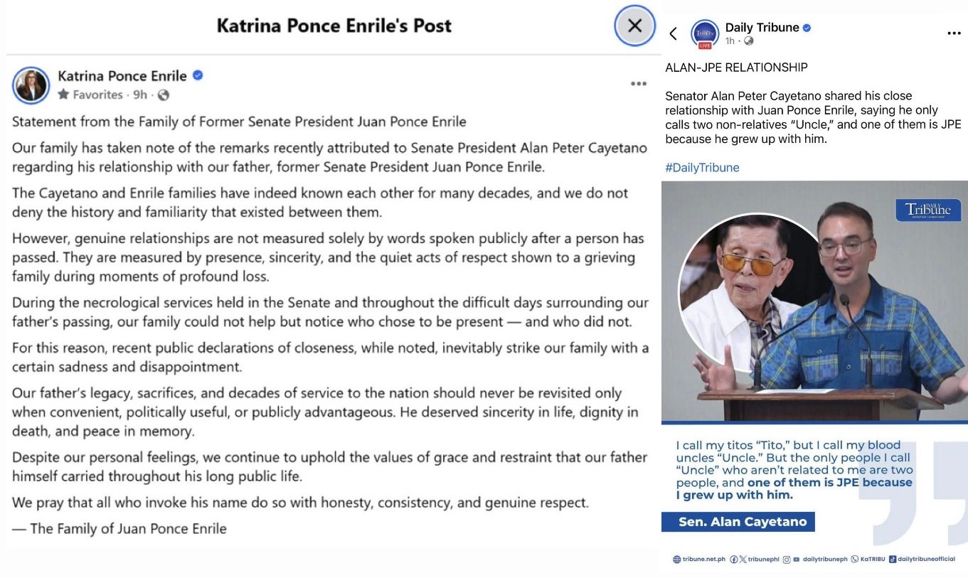 Katrina Ponce Enrile reacts to Cayetano’s 'uncle JPE' remarks