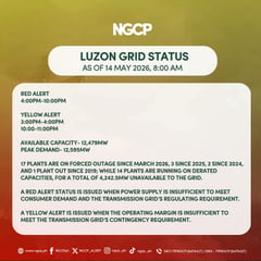NGCP places Luzon grid on red alert Thursday afternoon