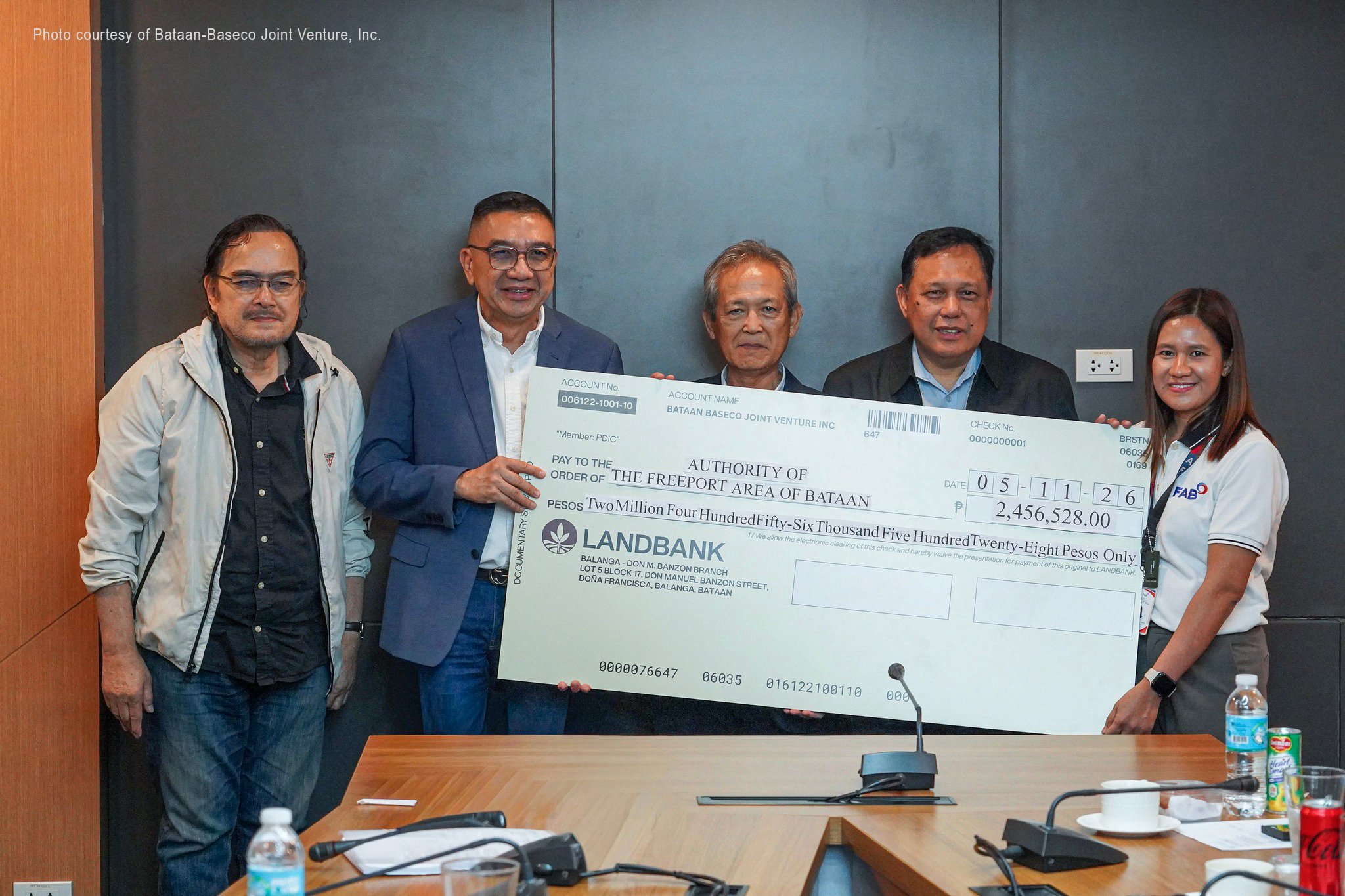 BBJVI turns over five percent of gross income earned to Bataan government