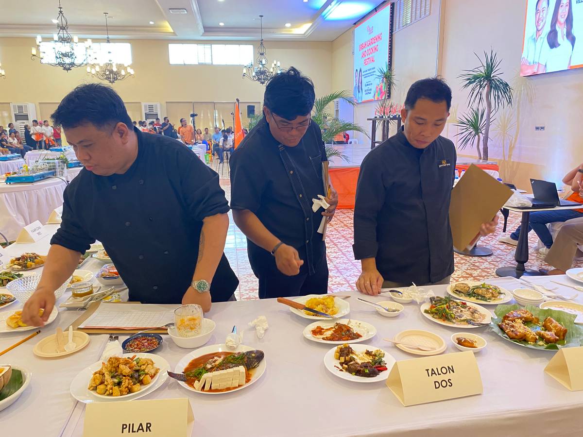 Vivencio Mamaril, Emma Tolentino, and Ernie Bollosa, at the 11th Urban Gardening and Cooking Festival on 14 May at the Villar Foundation Complex