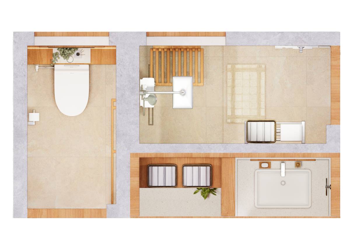 A bathroom designed for everyone — children, adults, seniors and PWDs — where shared living meets thoughtful, adaptive design.