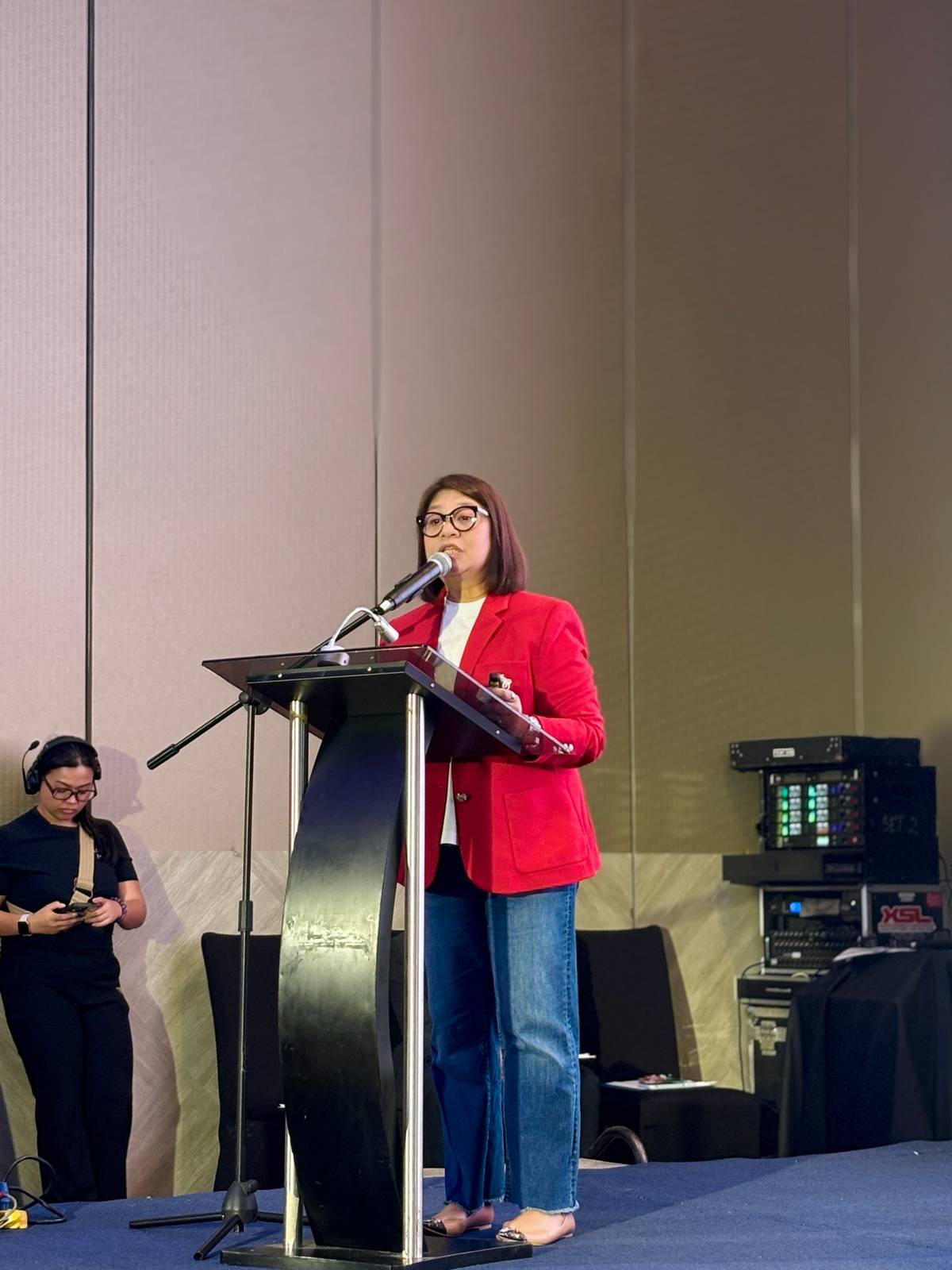ANNA Dy delivers her opening remarks during the FIFA World Cup 2026 media roundtable hosted by Aleph in Taguig City on Tuesday.