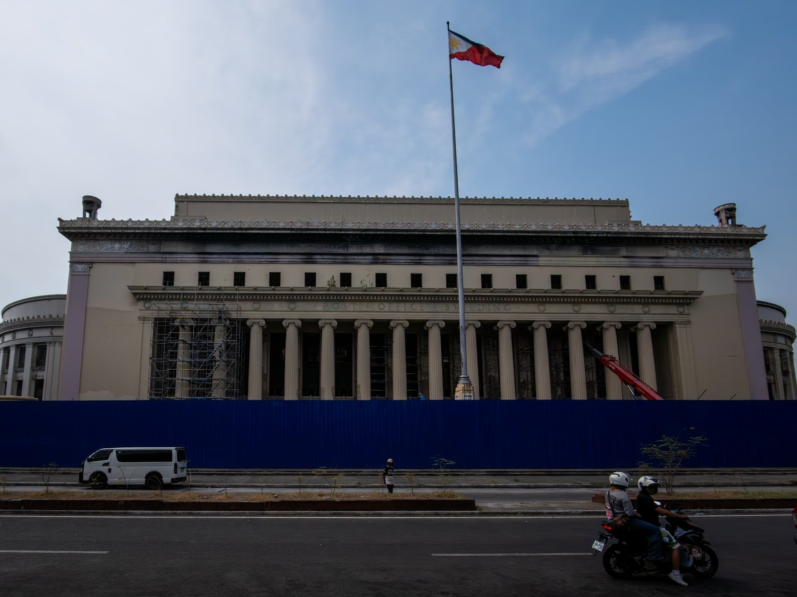 The Manila Central Post Office undergoes restoration in this photo taken on 15 May 2026. The neoclassical landmark was designed by Filipino architects Juan Arellano and Tomas Mapua, alongside American architect Ralph Harrington Doane, in 1926. The structure is being reborn after being gutted by a 30-hour fire on May 21, 2023.