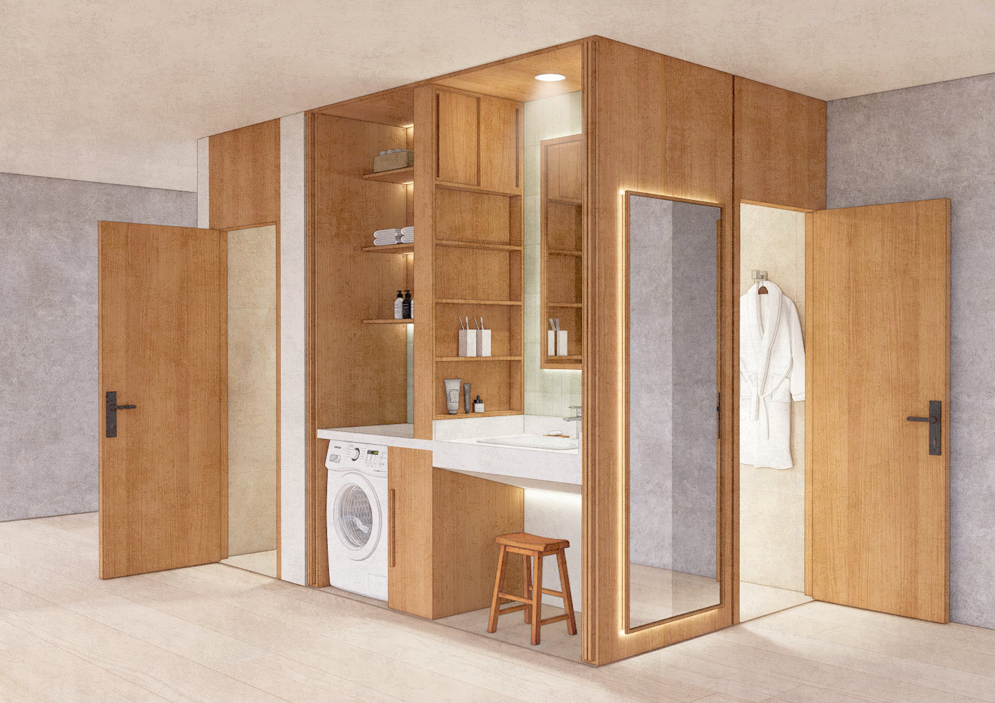Designing multifunctional bathroom 
for family living