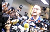 SENATE President Alan Peter Cayetano fields questions from the press as tensions swirl around the chamber.