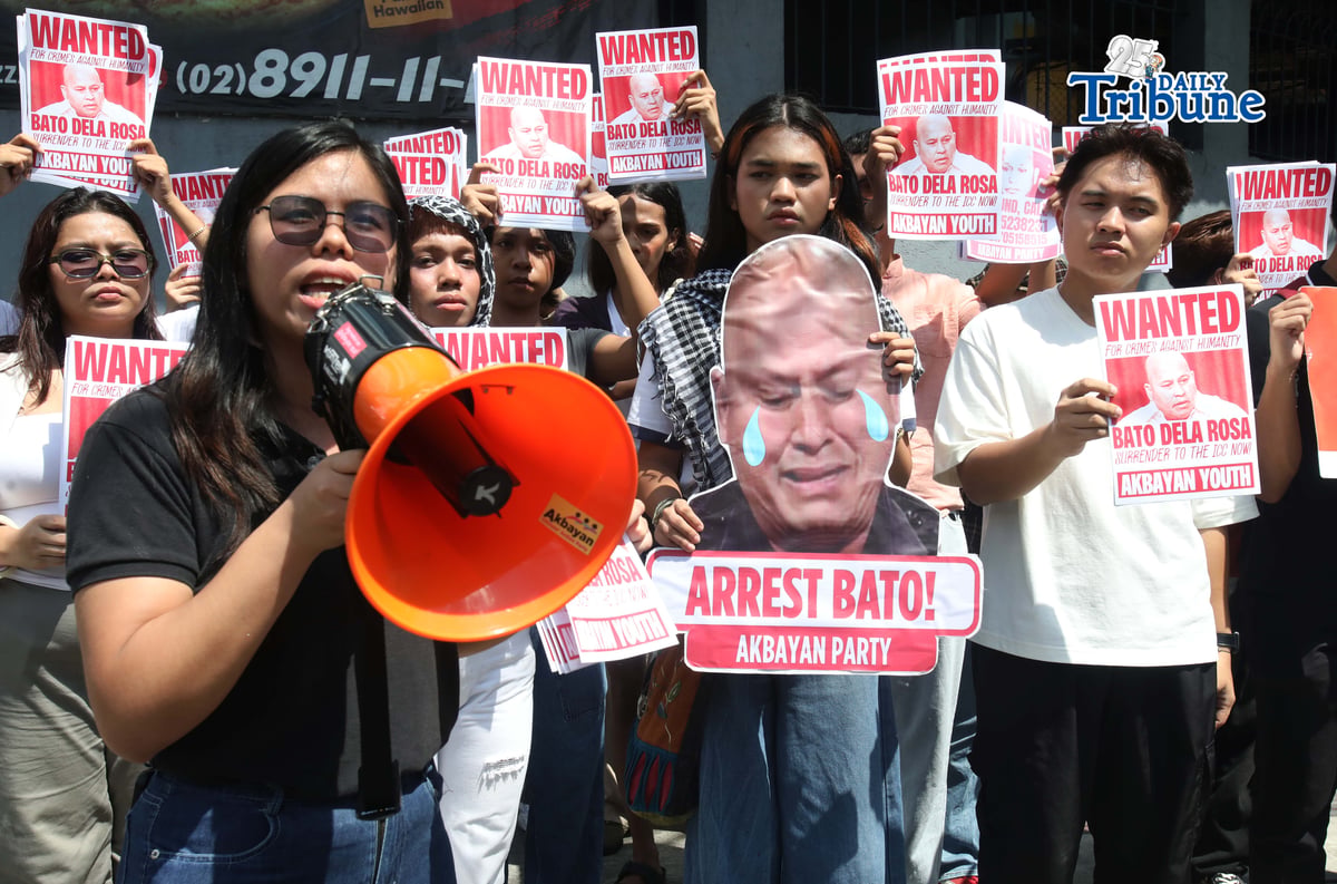 (May 18 2026) Members of Akbayan Youth pasted “Wanted: Bato” posters, along Kalayaan Avenue on Monday May 18 2026, as part of a protest calling for accountability from Senator Ronald "Bato" dela Rosa, following the issuance of an arrest warrant by the International Criminal Court (ICC), related to its investigation into the Philippines’ anti-drug campaign, as well as heightened tensions in the Senate over the issue. Photo/Analy Labo