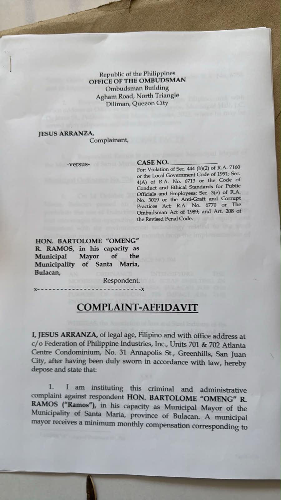 FPI to file graft raps vs. Bulacan mayor over steel furnace ordinance