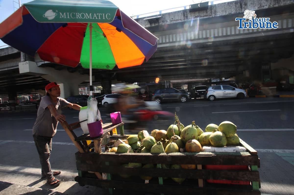 A vendor pushes his cart selling young coconuts, locally known as buko, along EDSA in Quezon City early in the morning as he earns money for his family’s daily expenses.