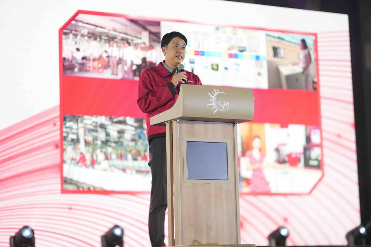 MASAHIRO Akiyoshi, president and general manager of Sharp Philippines, discusses the company’s future direction and innovation initiatives during the ‘In Step With Your Future’ Media Conference and Dealers’ Appreciation Night.