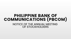 Philippine Bank of Communications (PBCOM): Notice of the Annual Meeting of Stockholders