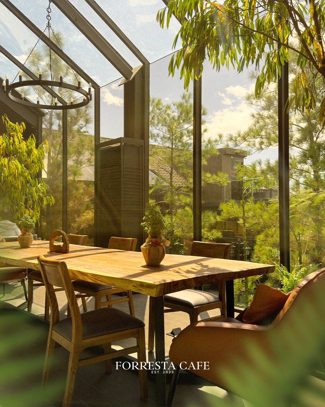 SUNLIGHT streaming through glass skylights, turning everyday coffee moments into something dreamy.