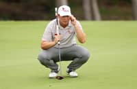 RICO Hoey lines up a putt on the ninth green during the first round of the CJ Cup Byron Nelson 2026 at TPC Craig Ranch on Thursday.