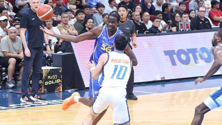 A couple of seconds after this shot was taken, Bol Bol found himself grimacing in pain after twisting his ankle during Game 2 of the TNT-Meralco best-of-seven semifinal series in the PBA Commissioner’s Cup on Friday at the Mall of Asia Arena.