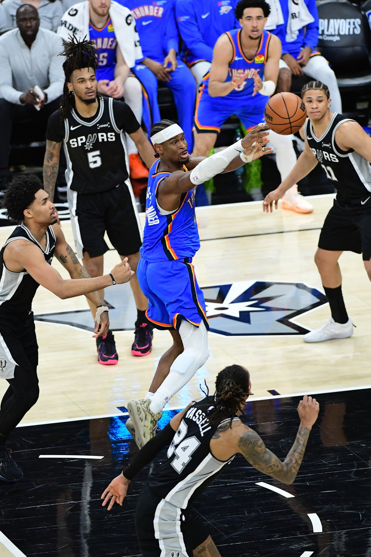 SHAI Gilgeous-Alexander leads the way as Oklahoma City Thunder rolled to a 123-108 win over the San Antonio Spurs for a 2-1 best-of-seven semifinal series lead in the NBA.