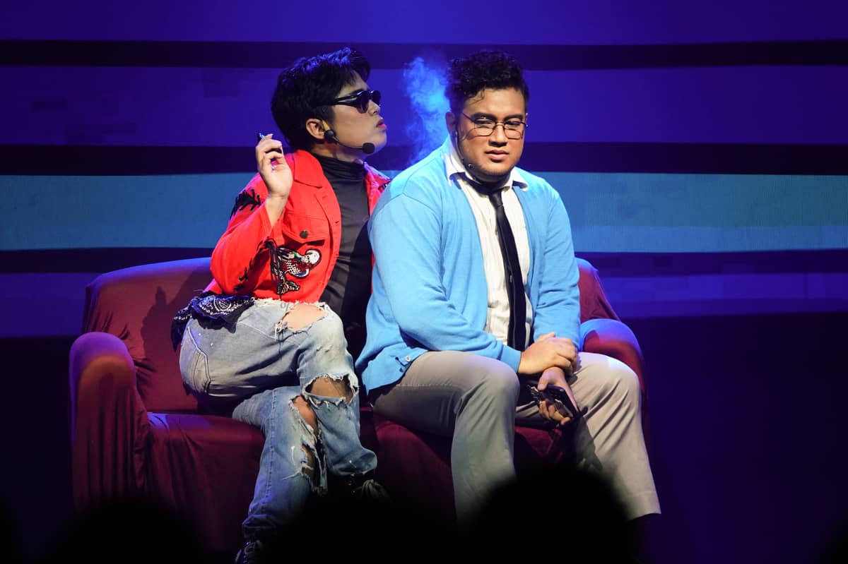 CHARACTERS navigate friendship and identity in a scene from the production.