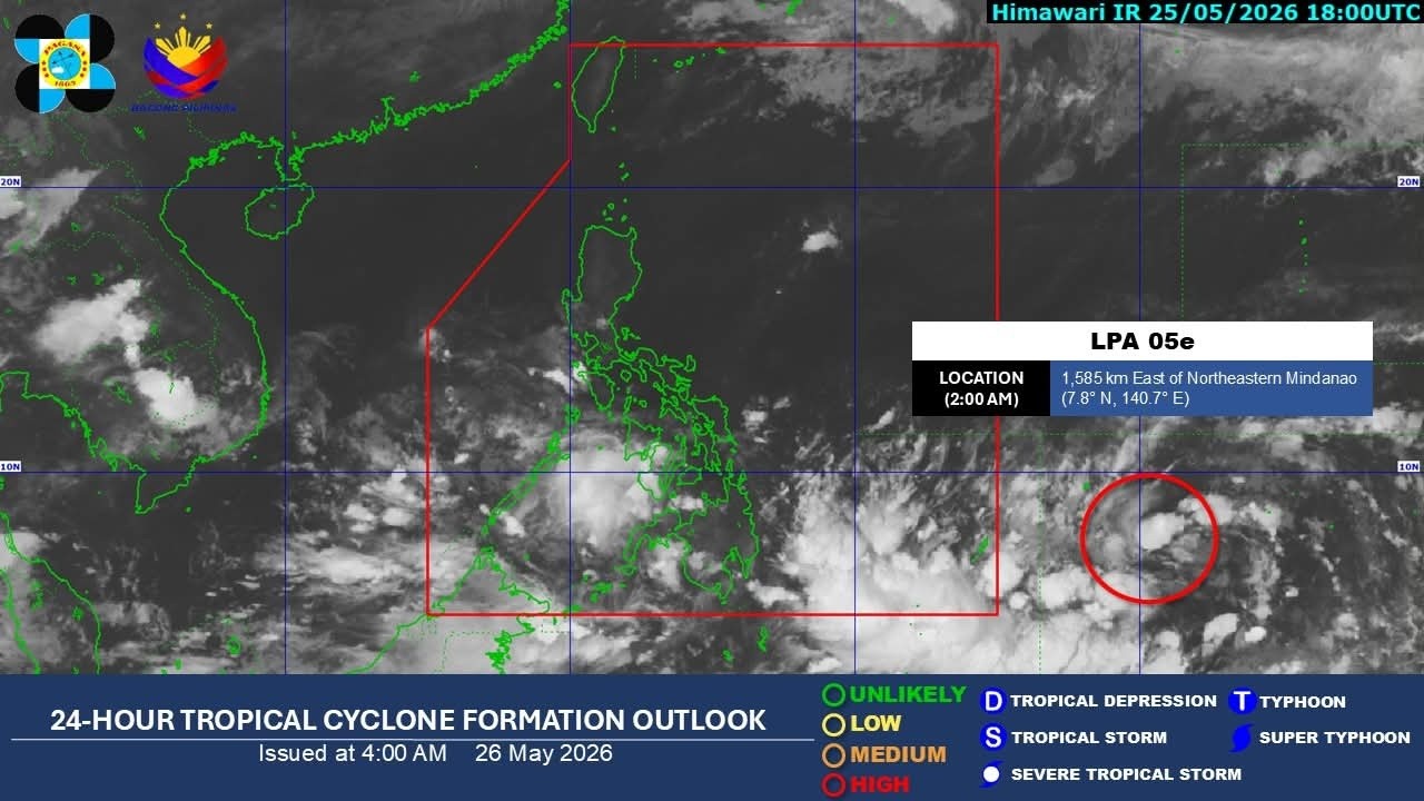 LPA outside PAR highly likely to become tropical depression today