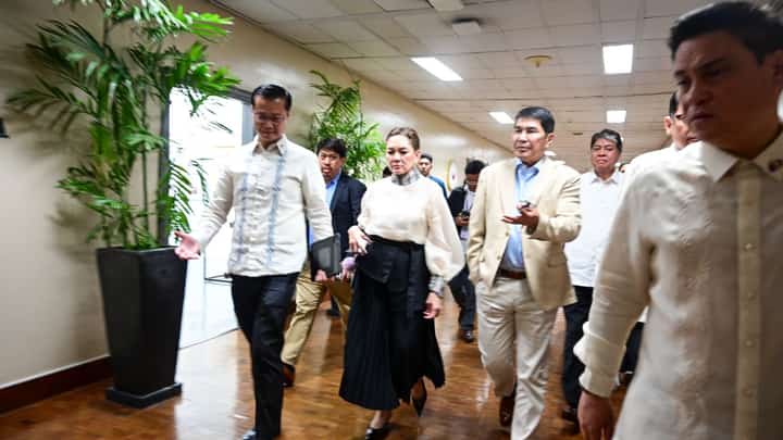 Minority senators walk out of session hall on Tuesday, 26 May amid insistence to swiftly amend Senate rules allowing virtual participation.