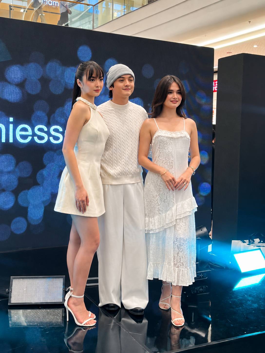 Kai Montinola, Seth Fedelin, and Kira Balinger at the opening at SM Aura.