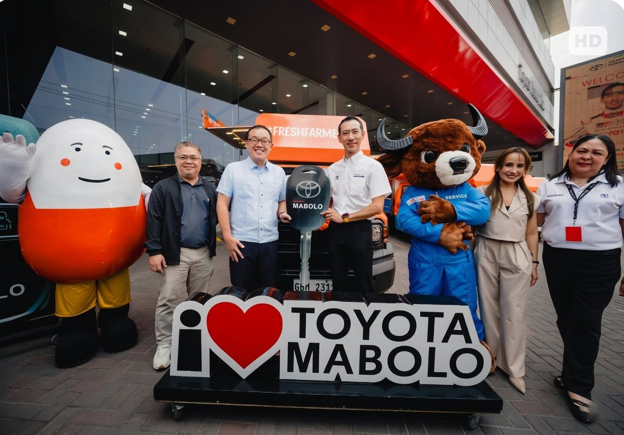 EGGcelsior senior manager for Admin, Compliance, HR — Joseph Arnel Catubig; EGGcelsior president and CEO — Alvin Hing; Toyota Motor Philippines president — Masando Hashimoto; Toyota Mabolo Vehicle Sale staff.