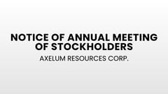 AXELUM RESOURCES CORP. - Notice of Annual Meeting of Stockholders