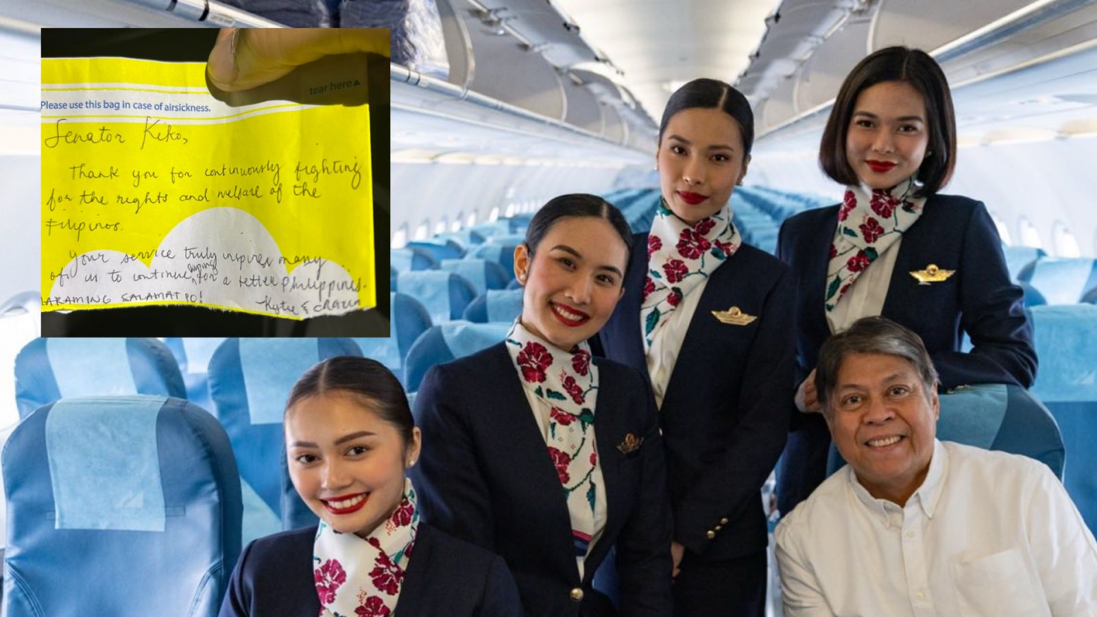 Kiko Pangilinan, tumanggap ng pasasalamat mula sa mga flight attendant ng PAL at mga pasahero ng Cebu Pac