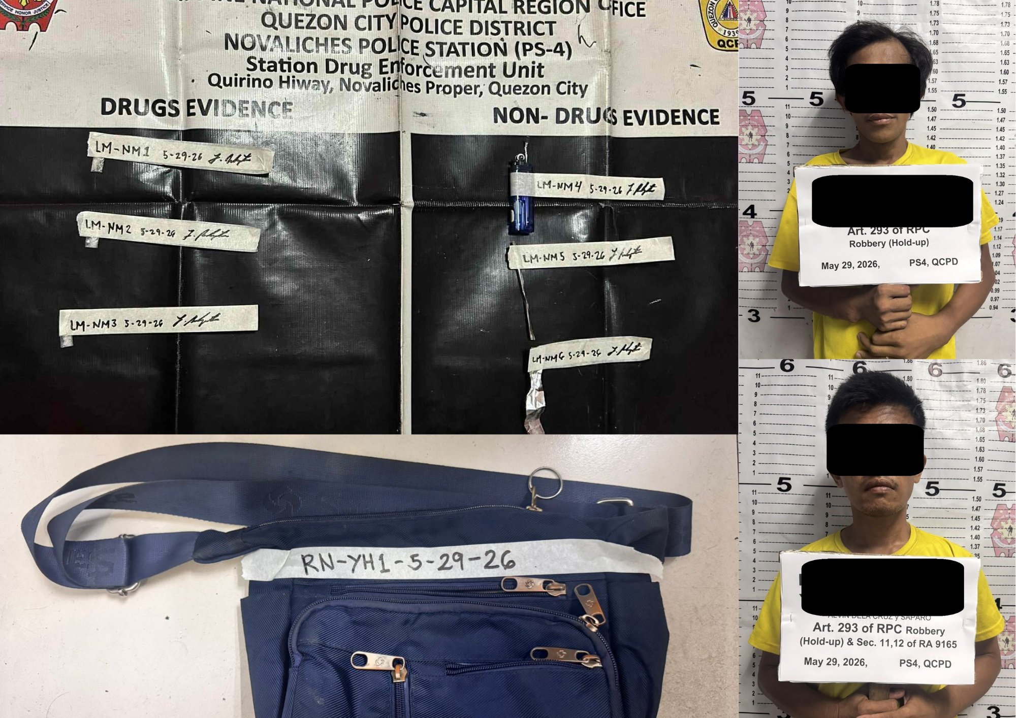 Repeat offenders for robbery nabbed in follow-up operation at Quezon City