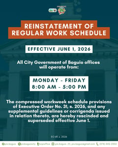 Baguio City Hall returns to five-day workweek starting 1 June