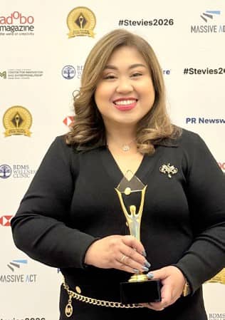 THOUGHT LEADER OF THE YEAR. Meralco Senior Vice President and Chief Audit Executive Melanie T. Oteyza, who was named Thought Leader of the Year at the 2026 Asia-Pacific Stevie Awards, accepted the recognitions on behalf of Meralco during the awarding ceremony on April 18 in Macau, China.