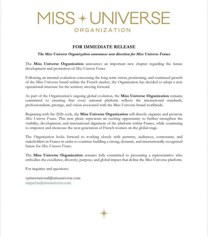 Miss Universe France enters new era under direct global leadership