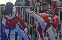 JANIYAH Jose of Central Luzon fights her way to a taekwondo bronze medal in the 66th Palarong Pambansa.