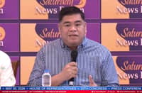 Tingog Party-list Rep. Jude Acidre speaks at the Saturday News Forum on 30 May.
